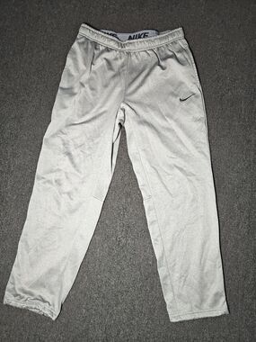 Nike Light Gray Athletic Sweatpants with Swoosh Mens Size Large